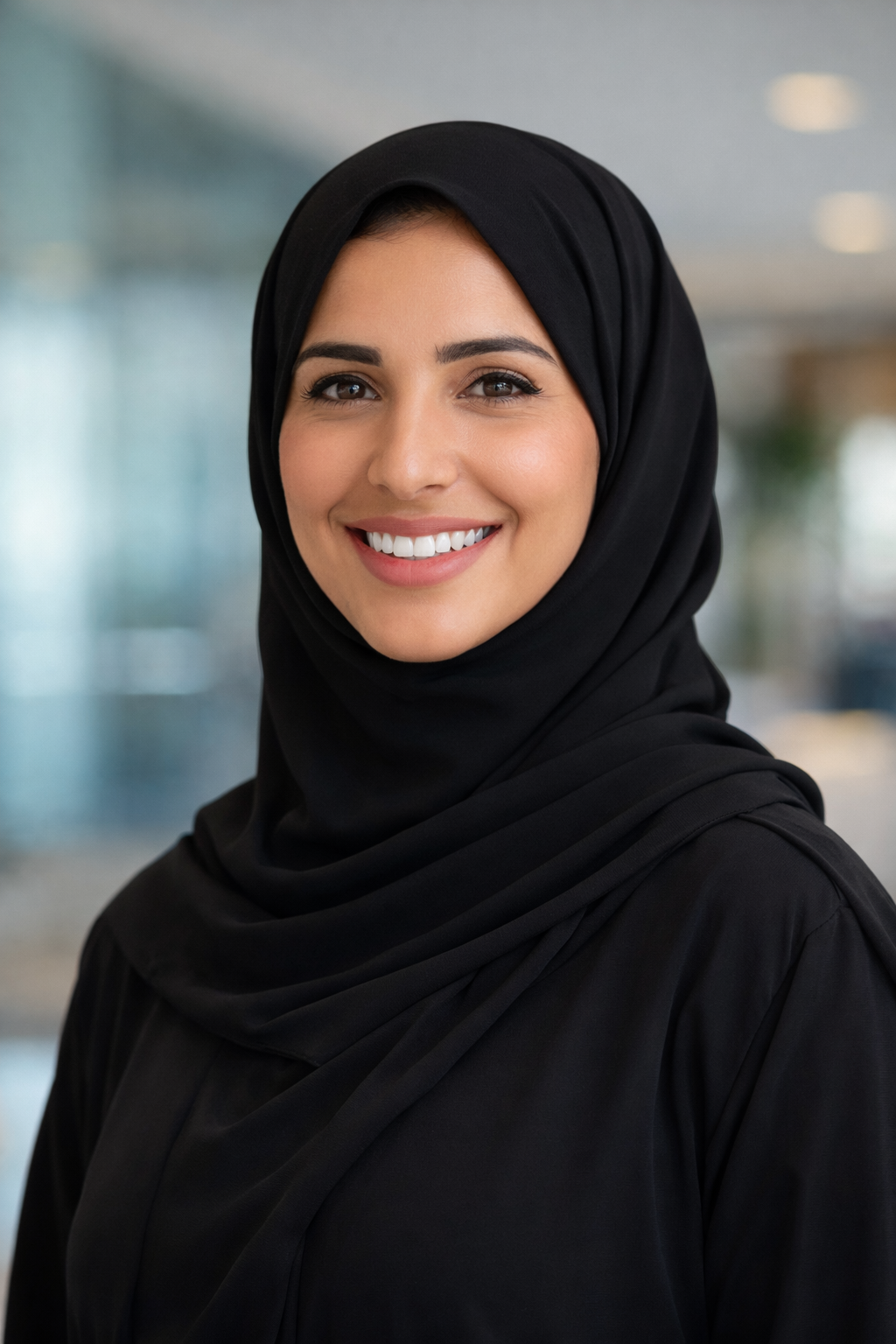smiling emirati woman in hijab